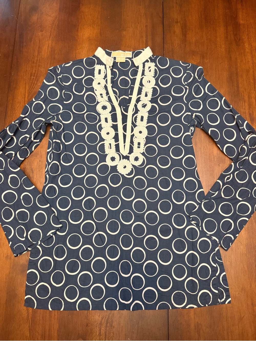Michael Kors Navy Tunic with Cream Circle Motif